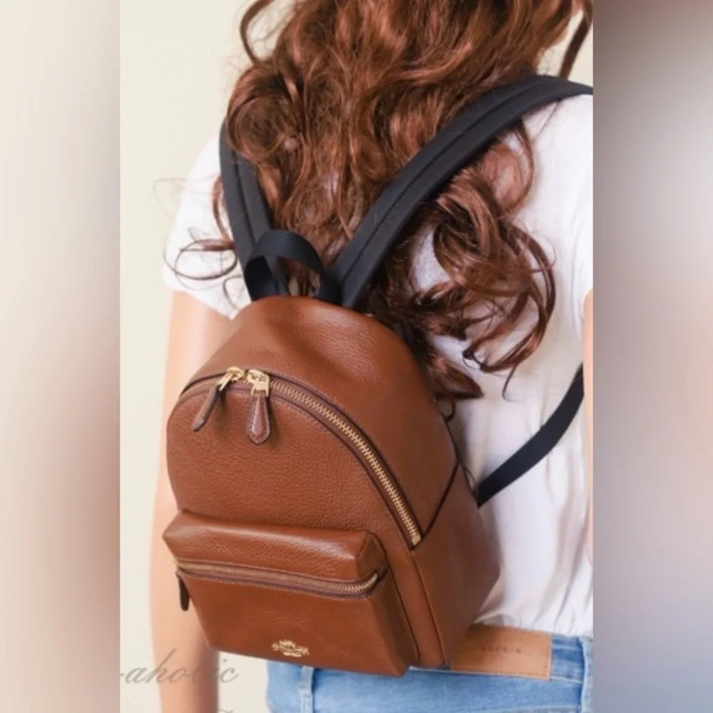 Mini coach Charlie Backpack Bag In Pebble Leather Saddle - Picture 1 of 13